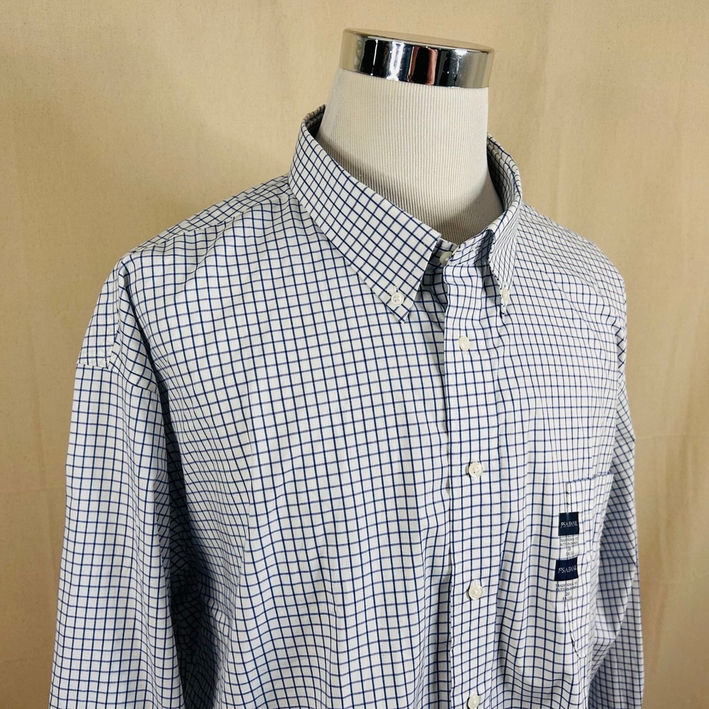 NEW Jos A Bank 20 34/35 Traditional Fit Dress Shirt Blue Check Cotton Blend